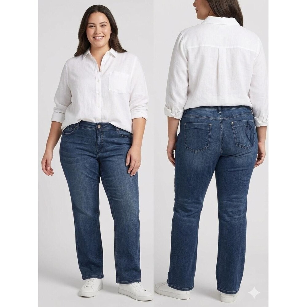 Baby Phat Y2K Jeans Womens 24 Plus Blue Straight Medium Wash Embroidered Stretch